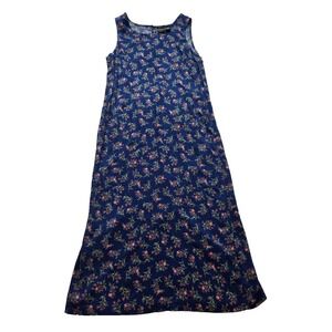 Erica True Vintage 90s Pink Roses & Blue Maxi Coquette Long Dress Size M